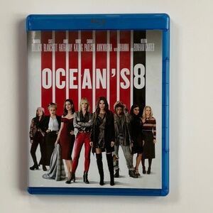 Blu Ray and DVD: Ocean's 8 film. Includes on Blu Ray disk and one DVD disk